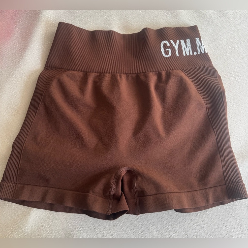Gym.Minute Brown High Rise Scrunch Shorts No Front Seam L